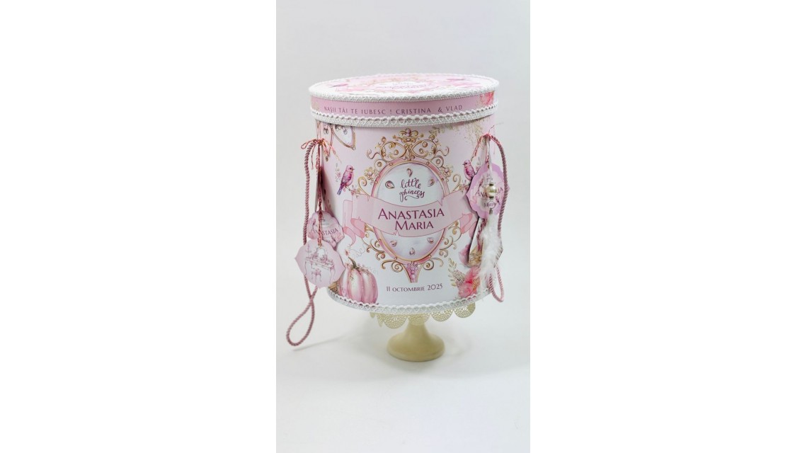 Trusou botez Princess Pink tematică prințesă, elegant și brodat 10